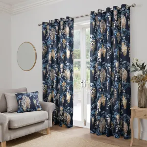 Dreams & Drapes Wisteria Eyelet Curtains  - Navy