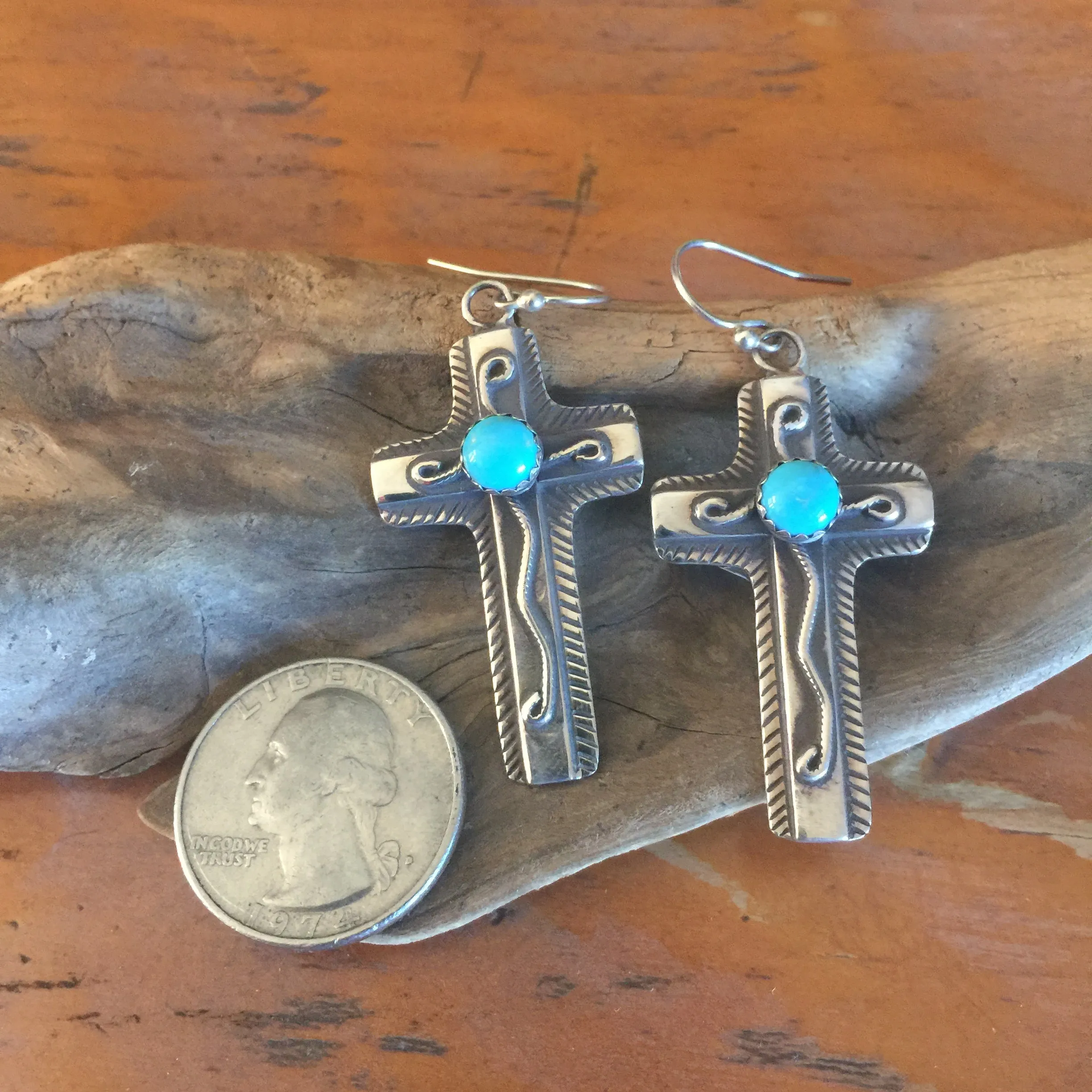 E240T Chimayo Cross with Turquoise Earrings