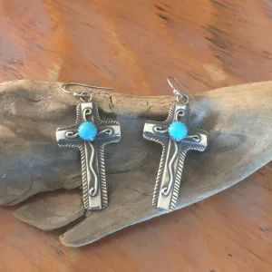 E240T Chimayo Cross with Turquoise Earrings