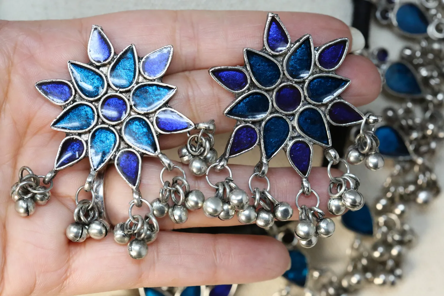 Eera Heritage German Silver HandPainted Statement Necklace Multi