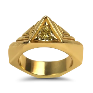 Estate 18k Yellow Gold Abstract Trillion Cut Diamond Ring