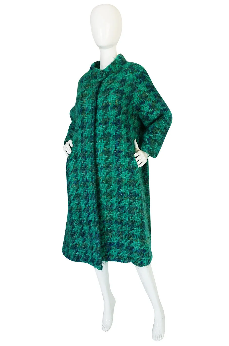 Fabulous 1960s Sybil Connolly Green Mohair Swing Coat