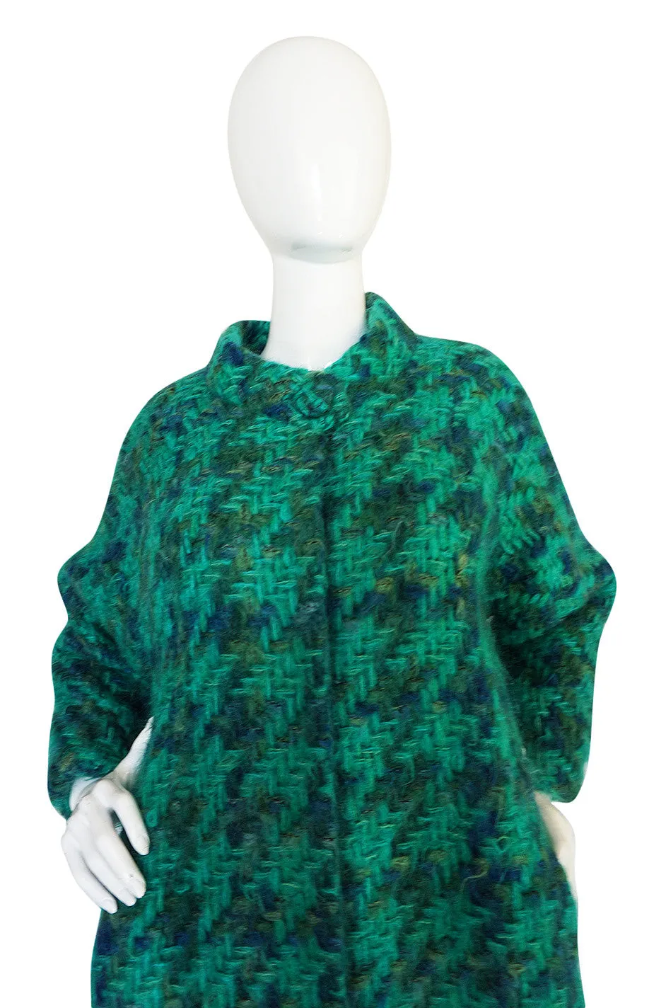 Fabulous 1960s Sybil Connolly Green Mohair Swing Coat