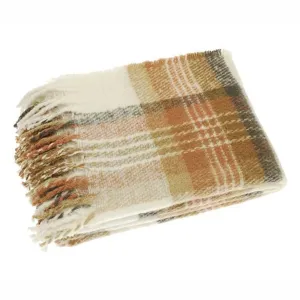 Faux Mohair Check Blush Throw | 130cm x 170cm