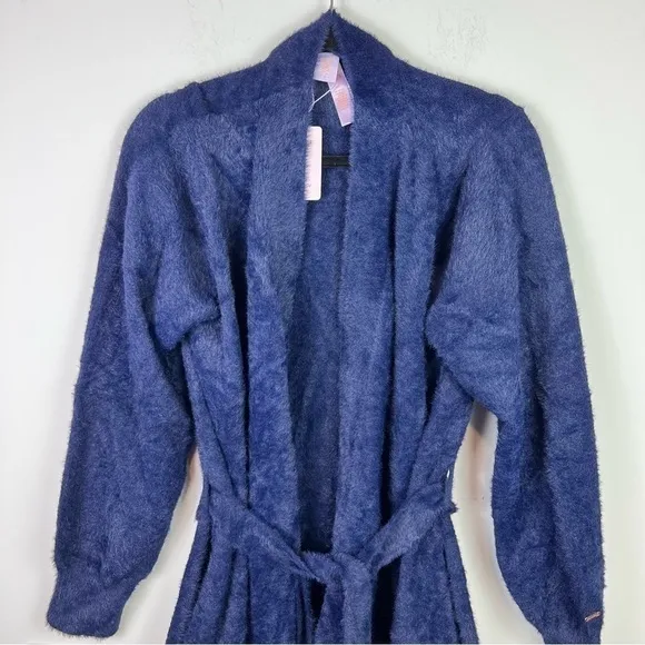 Fenty Savage Fluff It Up Robe Belted Navy Blue Knee Length womens size M/L