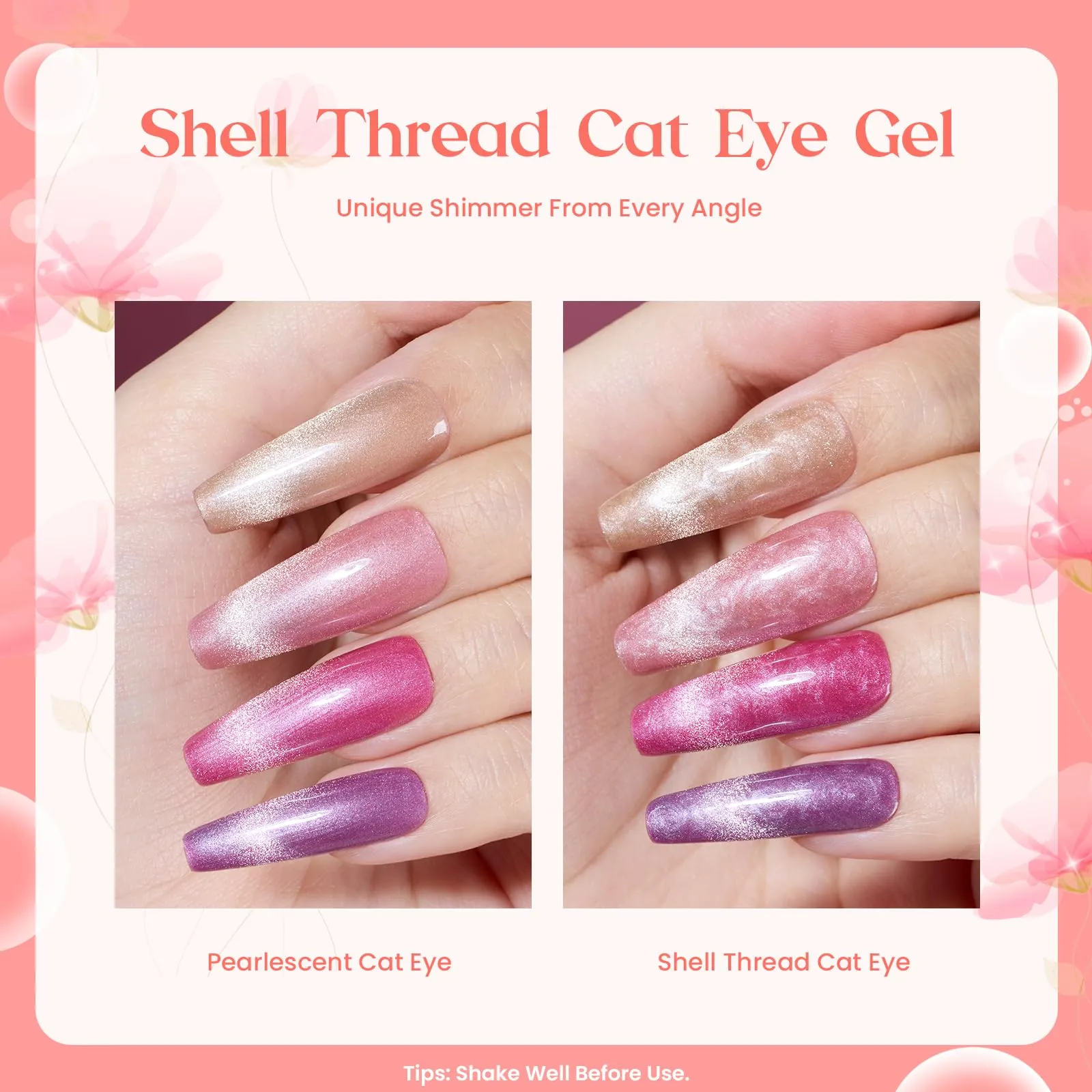 Floral Verses - 20 Cat Eye Gel Colors Set with Top and Base Coat (5ml/Each)