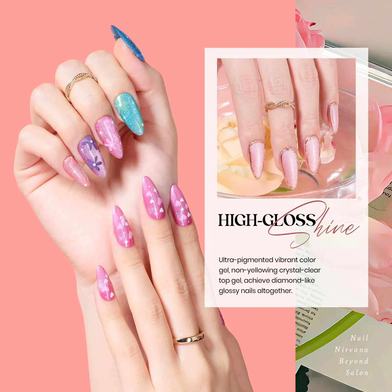Floral Verses - 20 Cat Eye Gel Colors Set with Top and Base Coat (5ml/Each)