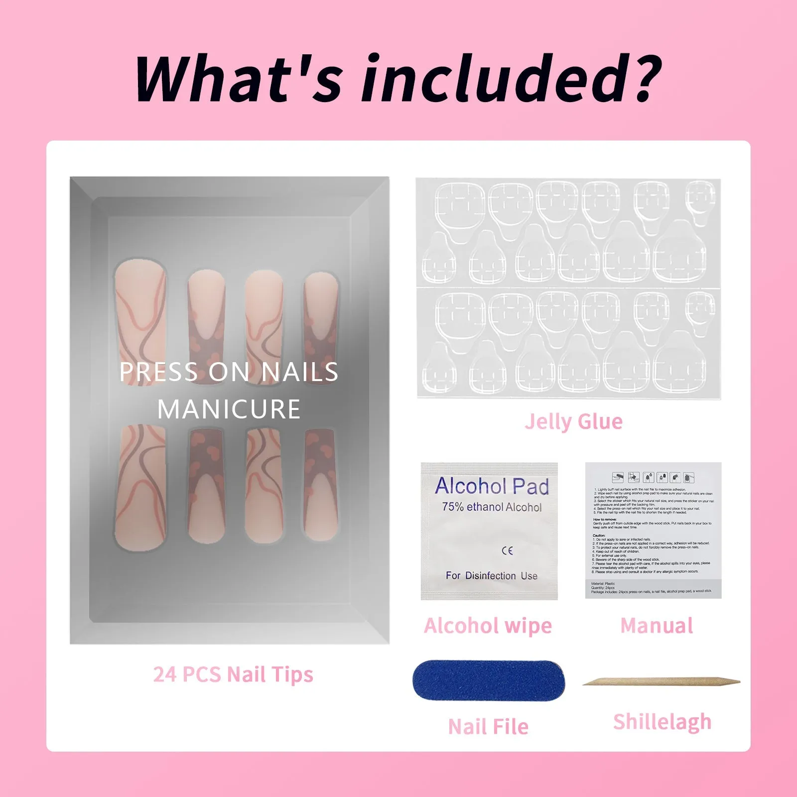 Fofosbeauty 24pcs Press on Nails, Fake Nails, Full Cover Acrylic Nails for Girls Women Kids, Coffin Blue White Porcelain Pattern