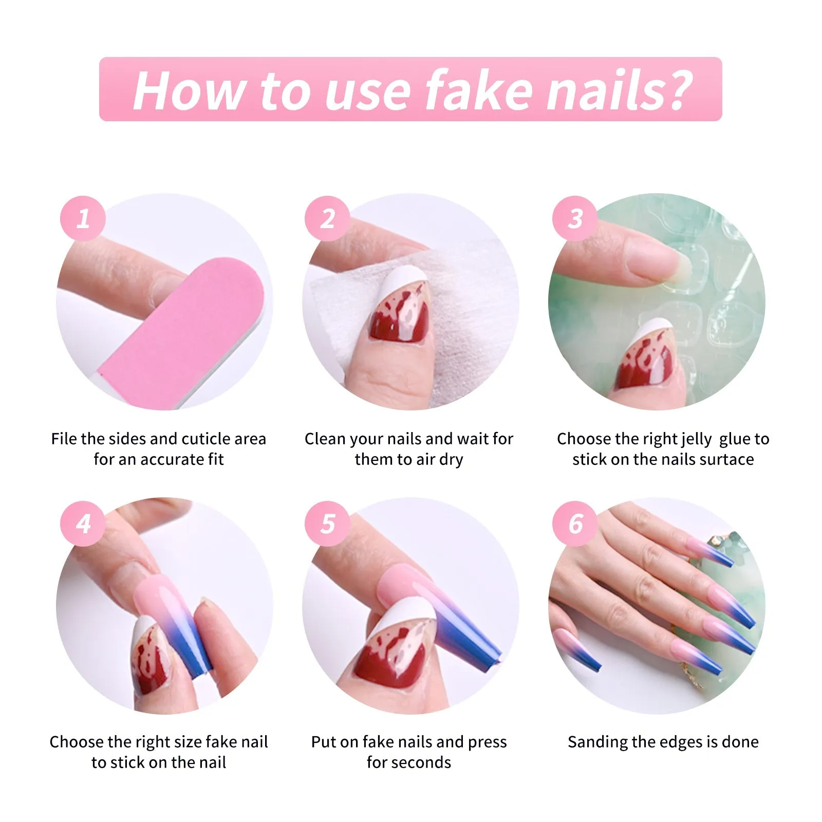 Fofosbeauty 24pcs Press on Nails, Fake Nails, Full Cover Acrylic Nails for Girls Women Kids, Coffin Blue White Porcelain Pattern