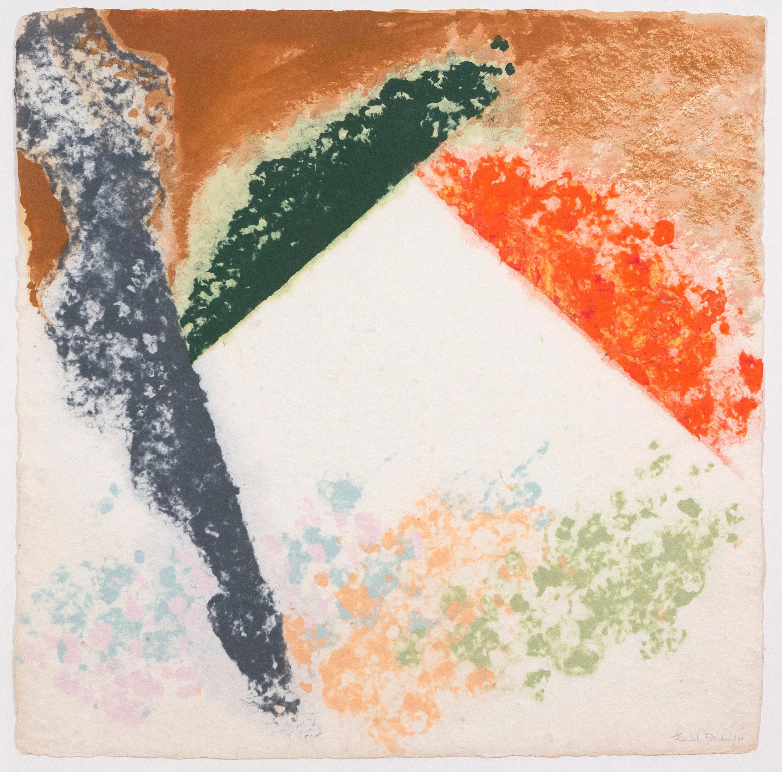 FRIEDEL DZUBAS "AUTUMN CHECK" MONOTYPE, 1981
