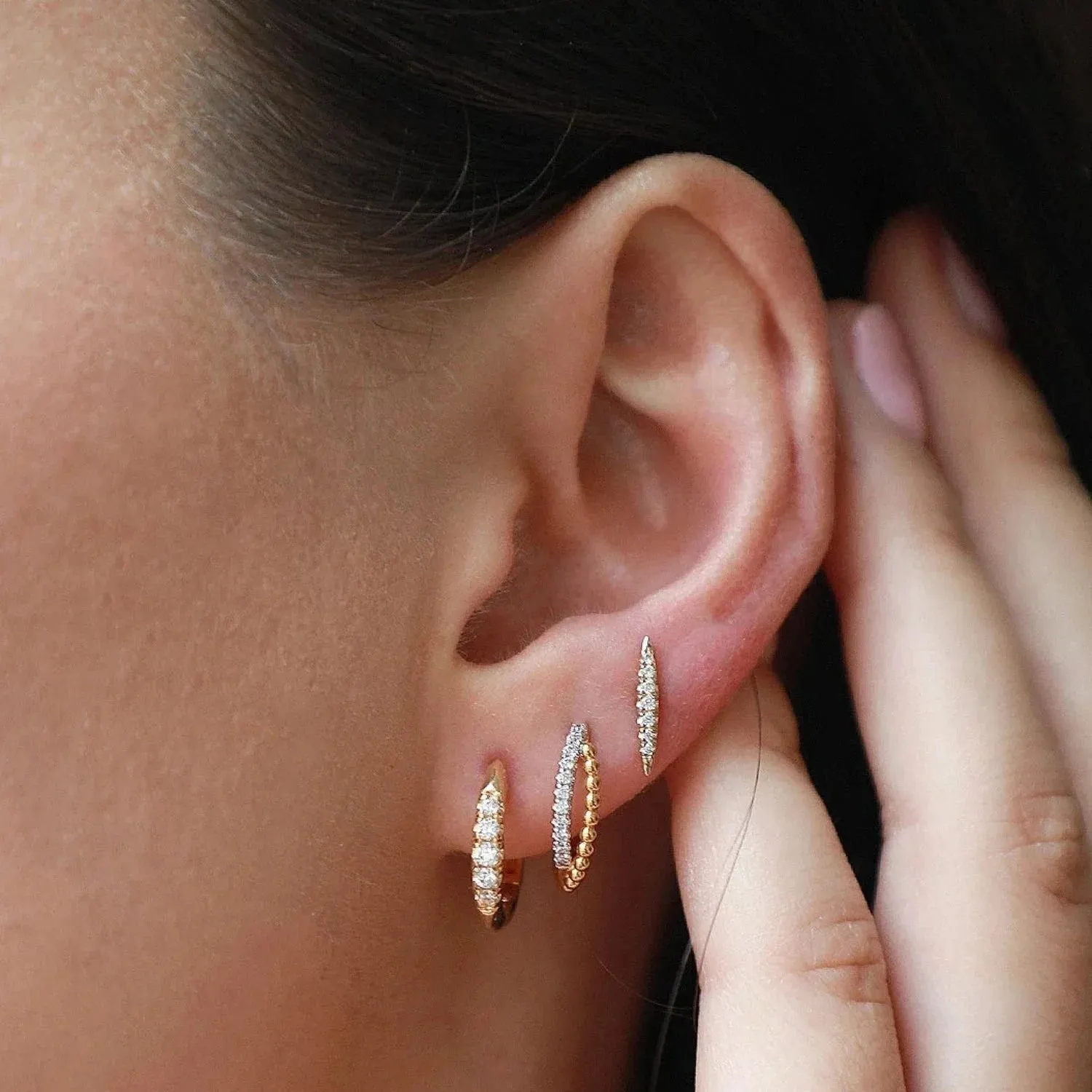 Gabriel & Co. Bujukan Twisted Pavé 10MM Diamond Huggies