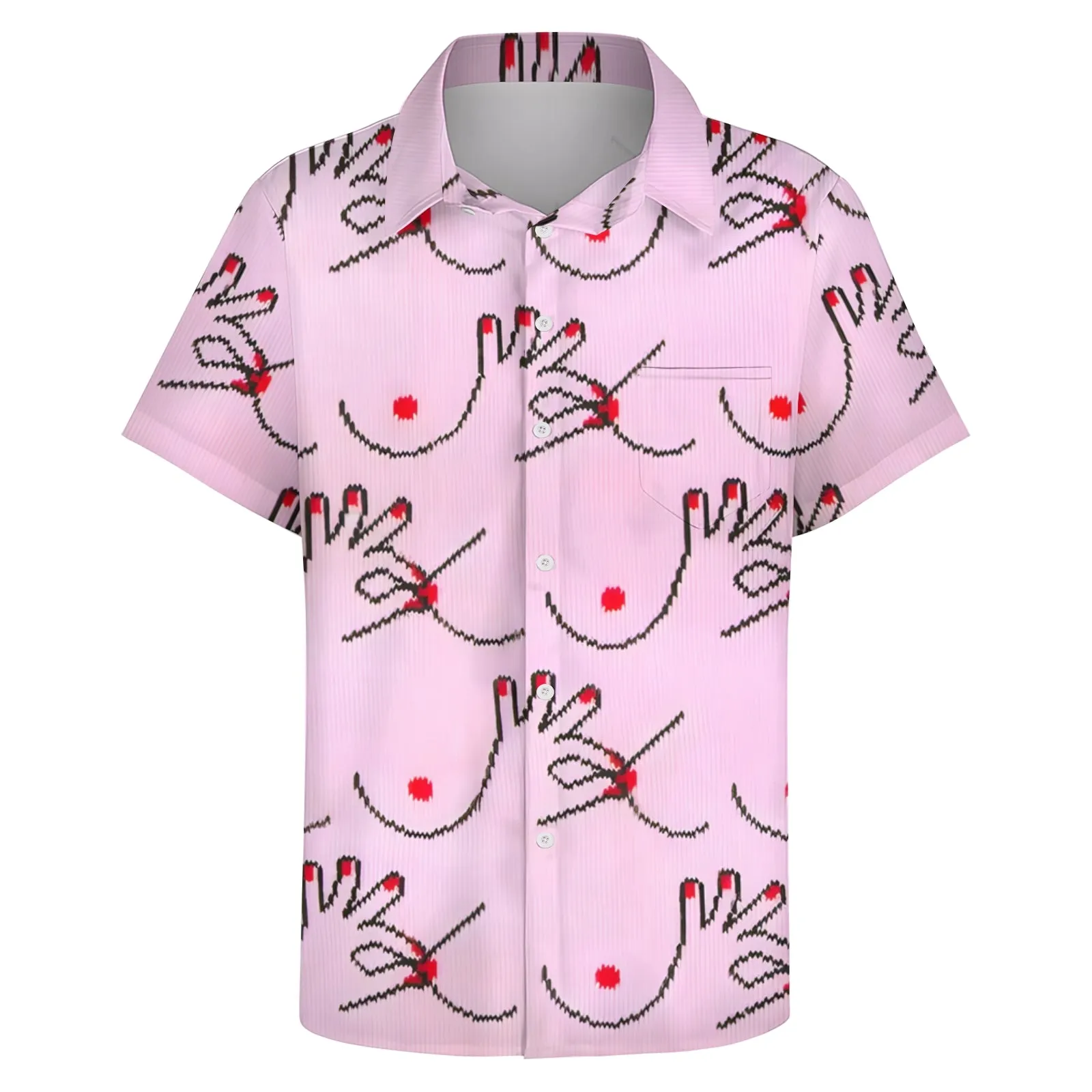 Geometric Abstract Line Print Short Sleeve Shirt 2404001900