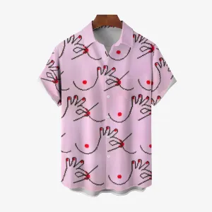 Geometric Abstract Line Print Short Sleeve Shirt 2404001900