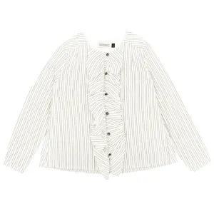Girls Stripe Print Shirt with a Yoke