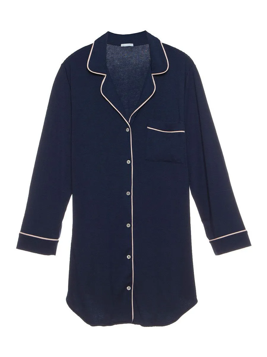 Gisele Sleep Shirt in Navy/Ivory