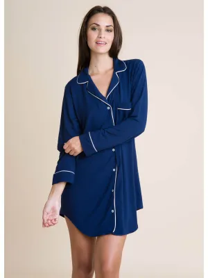 Gisele Sleep Shirt in Navy/Ivory