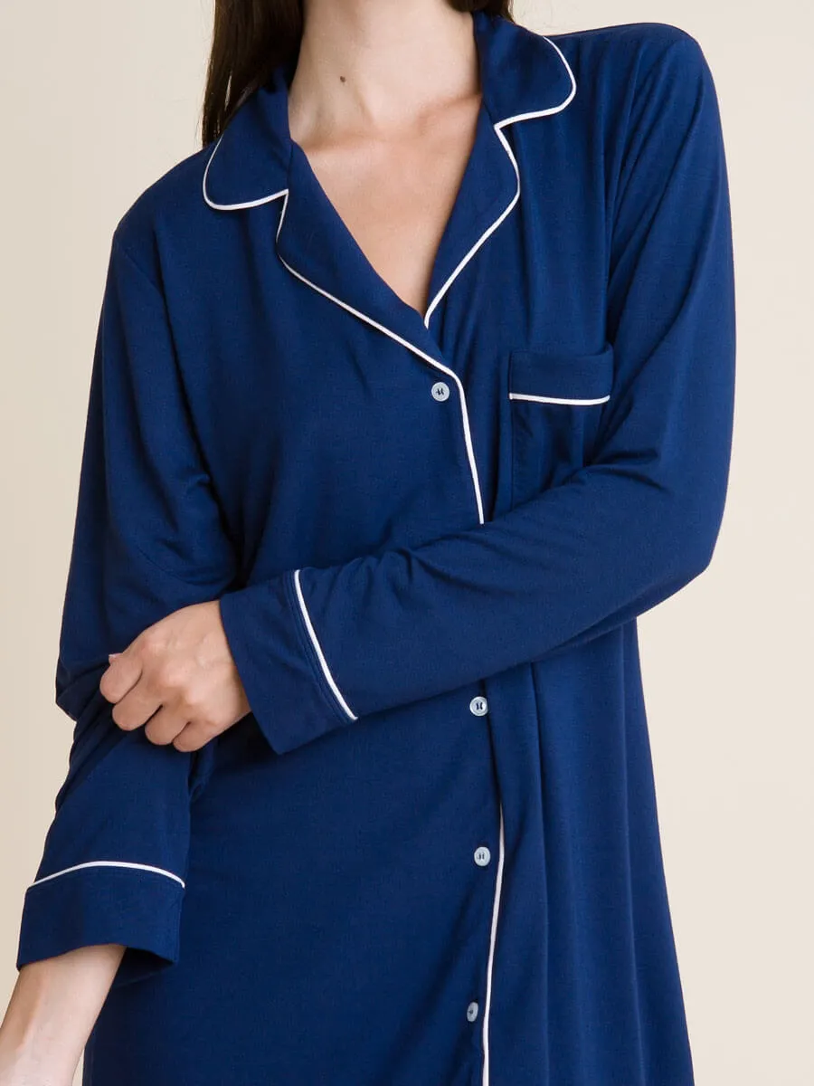 Gisele Sleep Shirt in Navy/Ivory