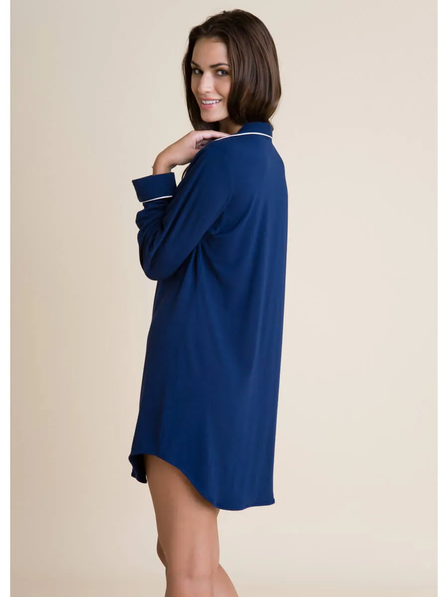 Gisele Sleep Shirt in Navy/Ivory