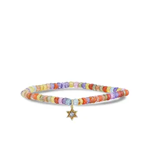 Gold & Diamond Mini Star Of David on Multicolor Zircon