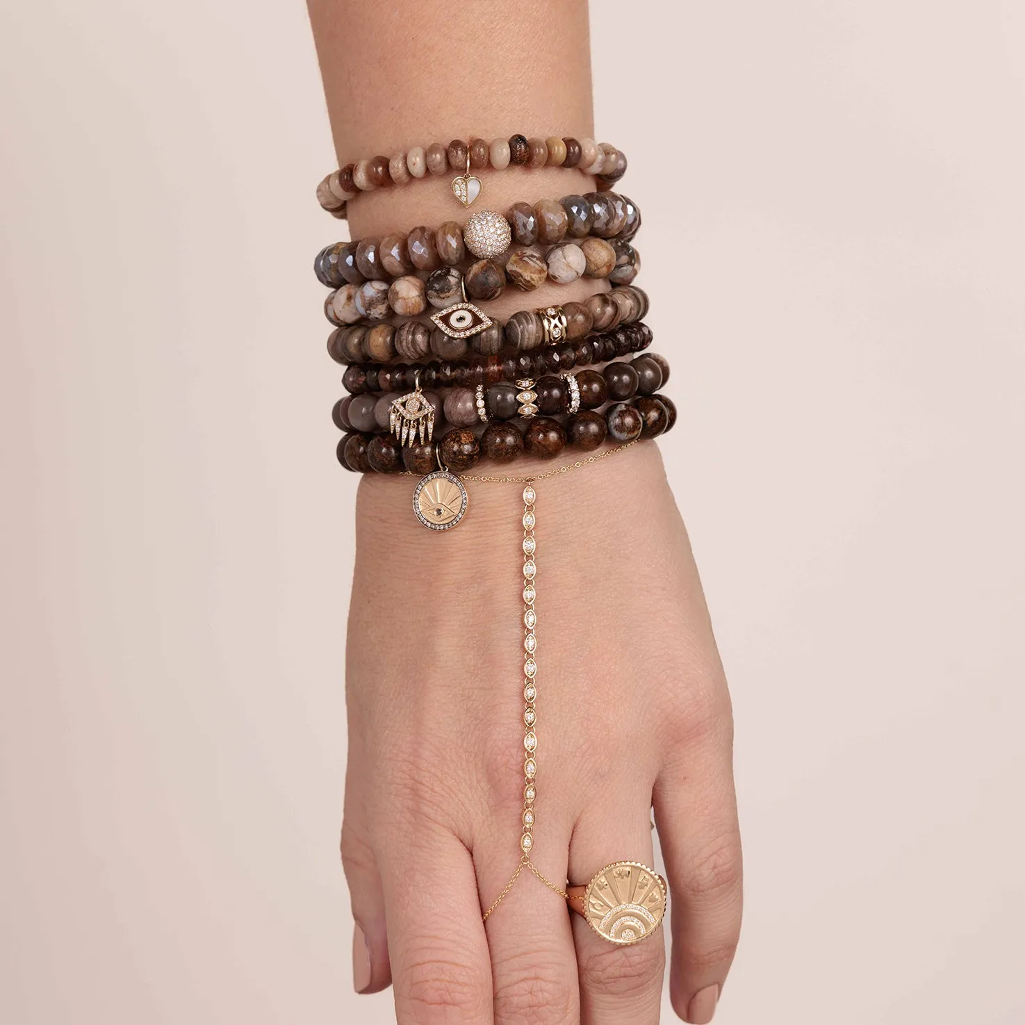 Gold & Diamond Rondelle on Smoky Topaz