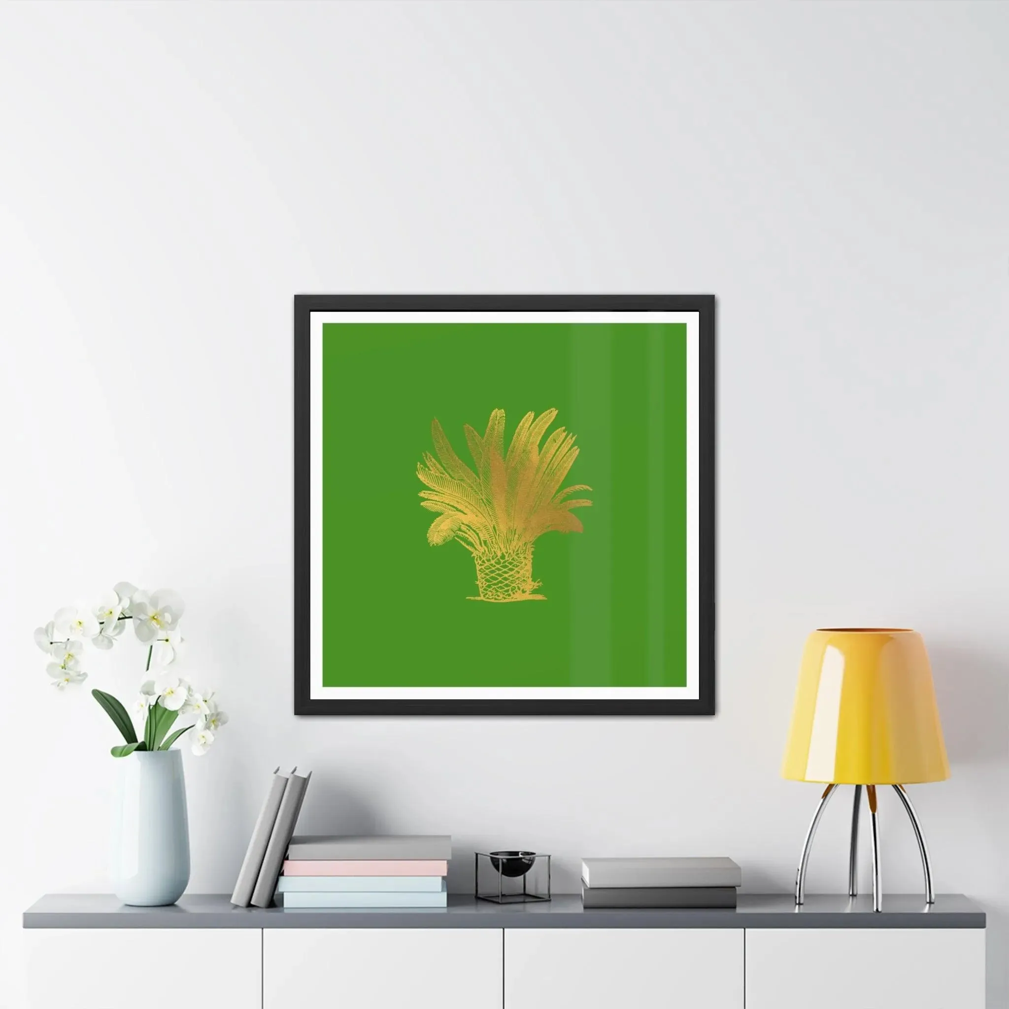 Golden Palm Tree Framed Poster Wall Art