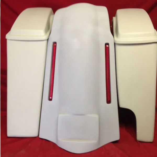 Harley Davidson Softail Heritage 6" Extended Stretched Saddlebags Lids LED Lights Fender Right CutOut