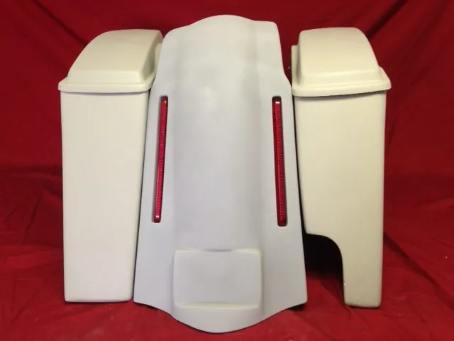 Harley Davidson Softail Heritage 6" Extended Stretched Saddlebags Lids LED Lights Fender Right CutOut