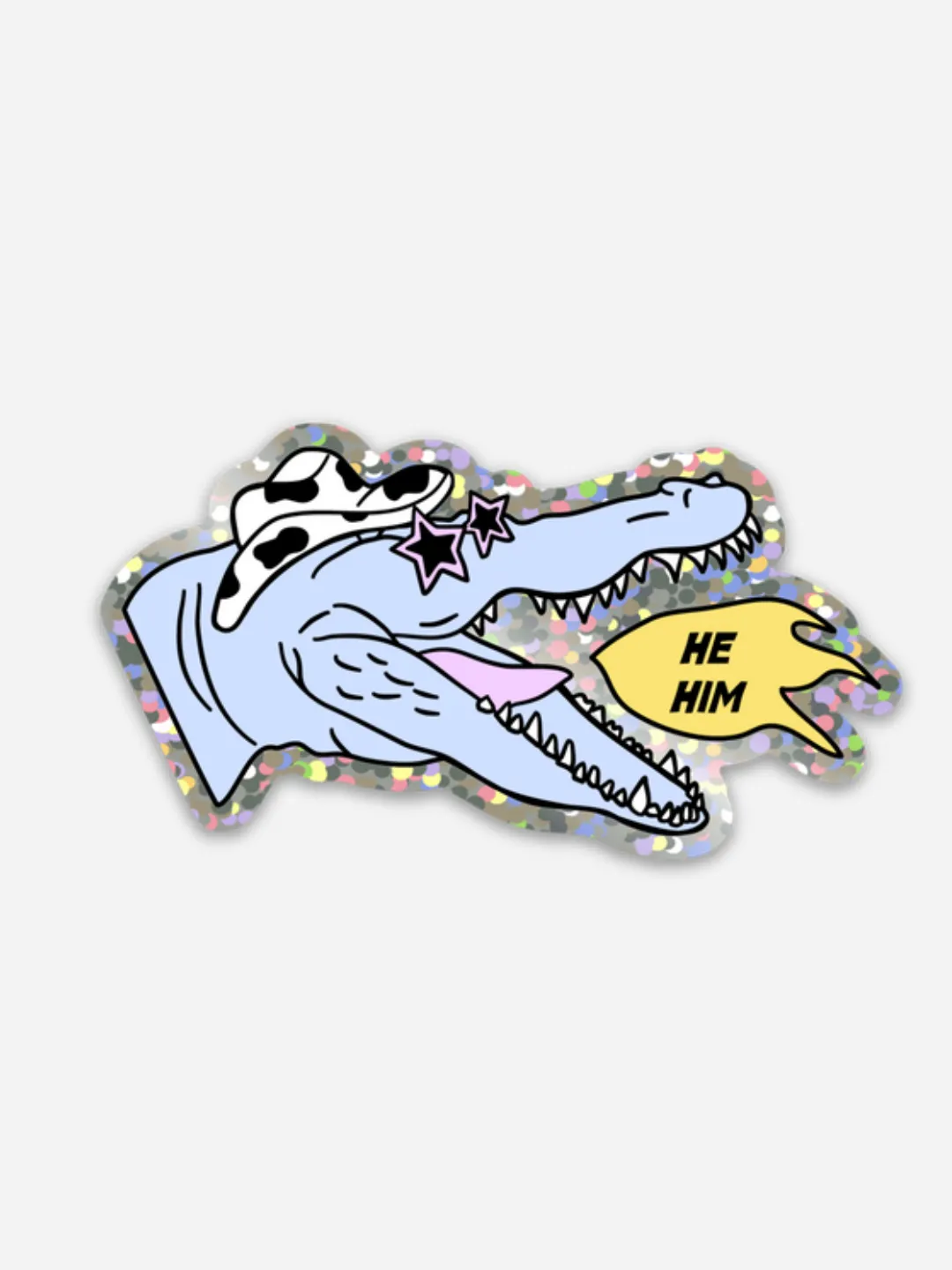 He/Him Glitter Sticker
