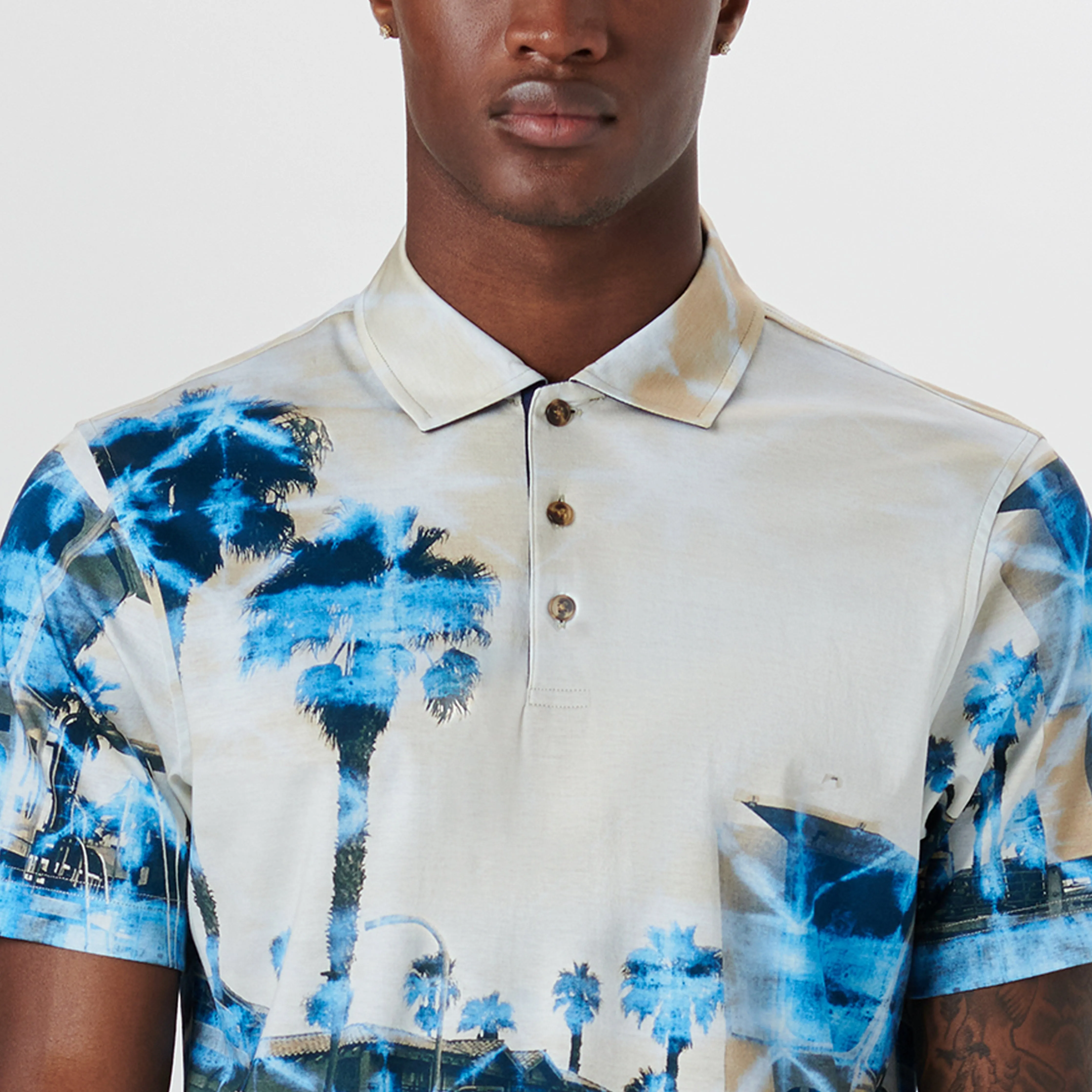 HENDRIX Palm Tree Print Polo