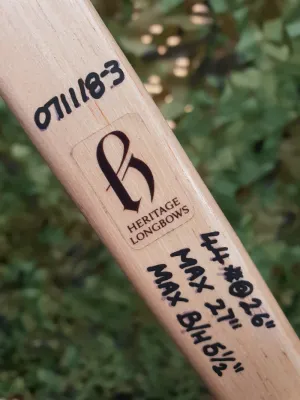 Heritage  Tri-Laminate English Longbow - 71" Long - 35# @28"