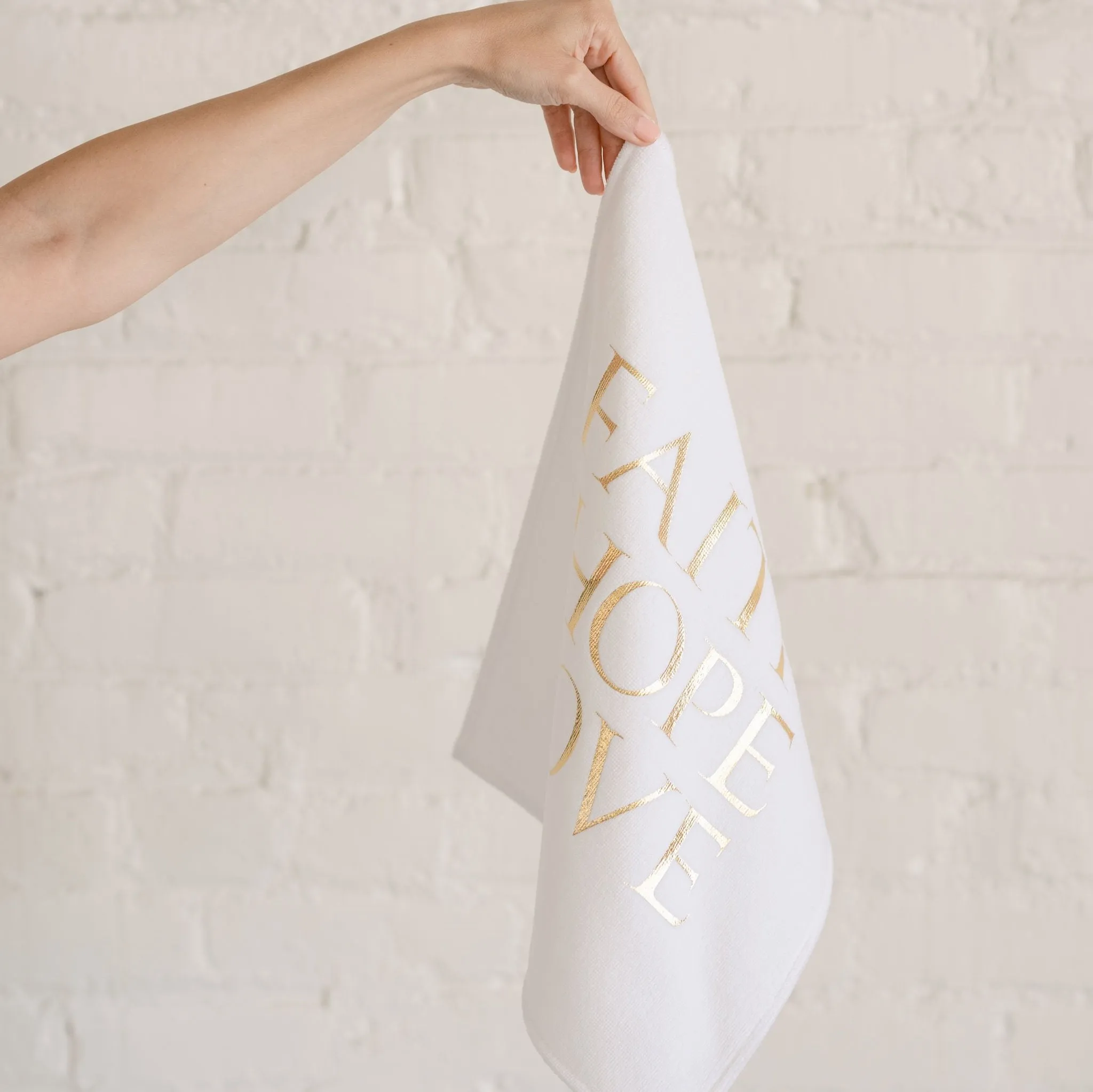 HUGBUG Faith Hope Love© Set of 2 Christening Hand Towels | Gold
