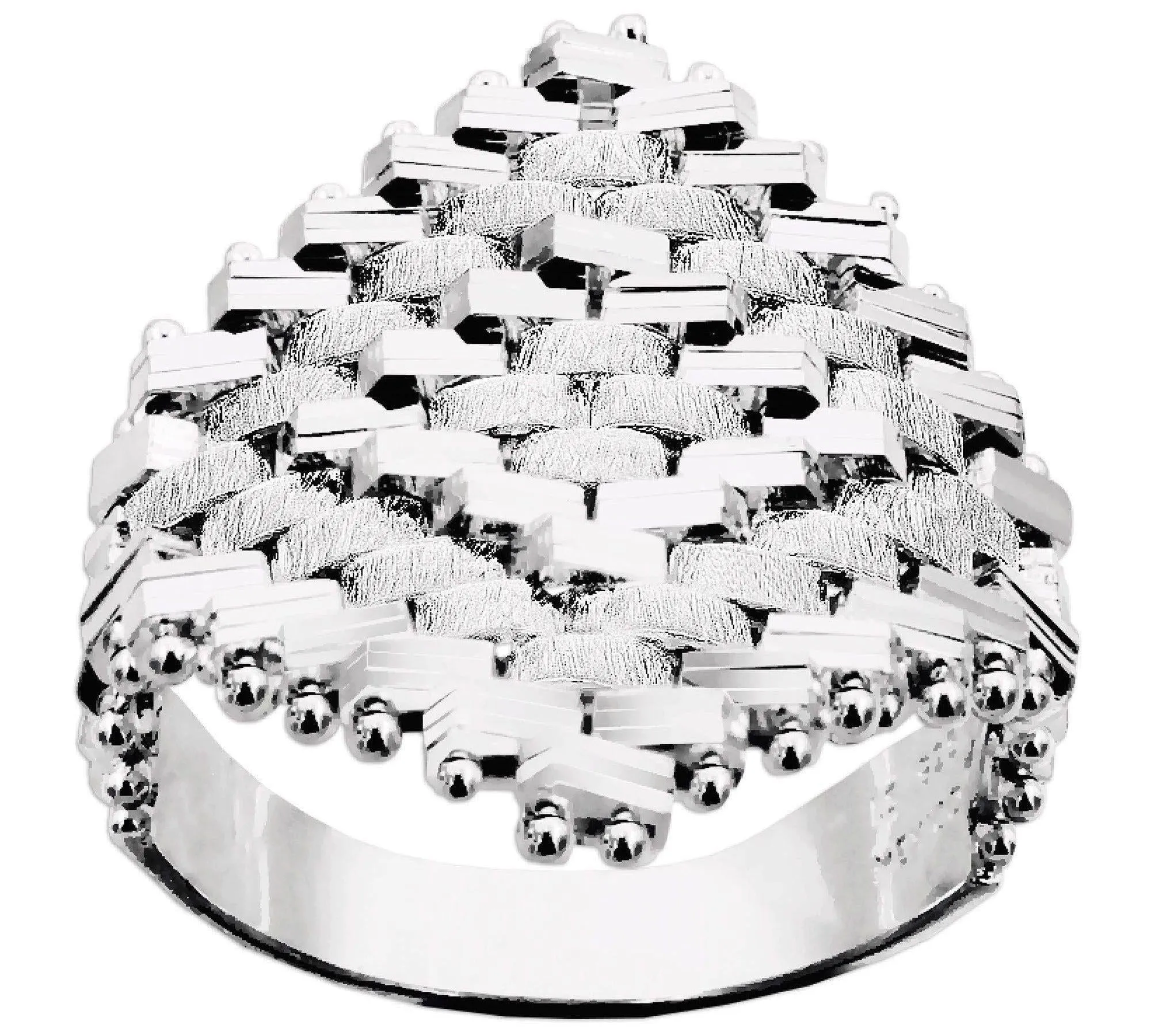 Imperial Silver Satin Marquise-Shaped Band Ring