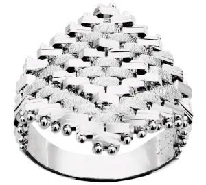Imperial Silver Satin Marquise-Shaped Band Ring