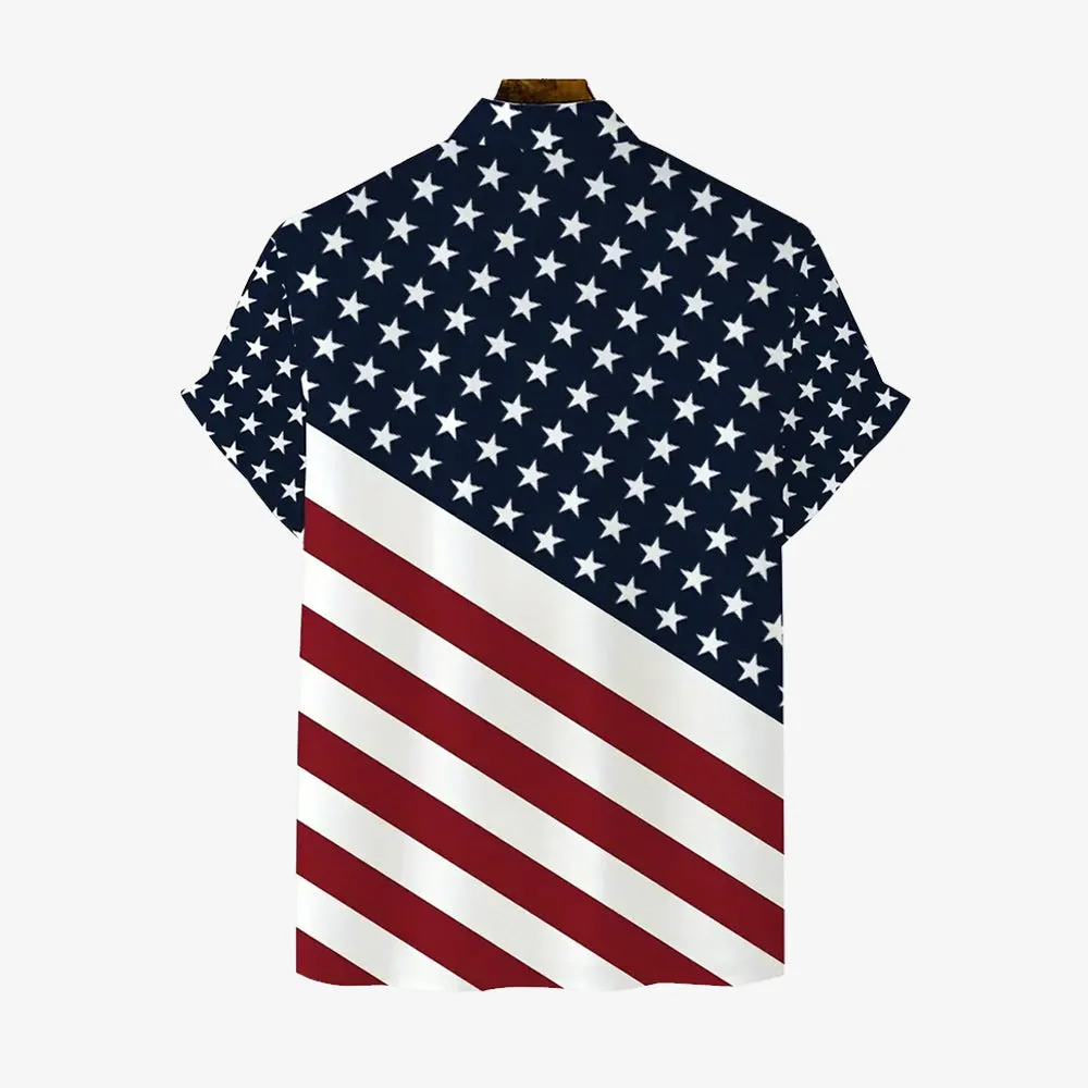 Independence Day Flag Print Short Sleeve Shirt