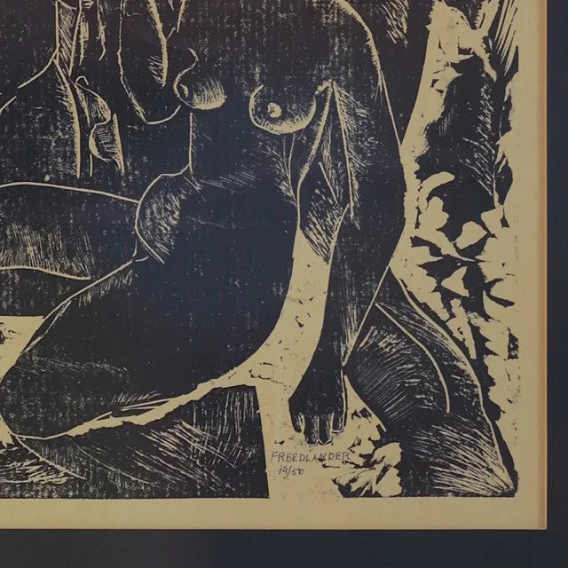 island landscape block print art