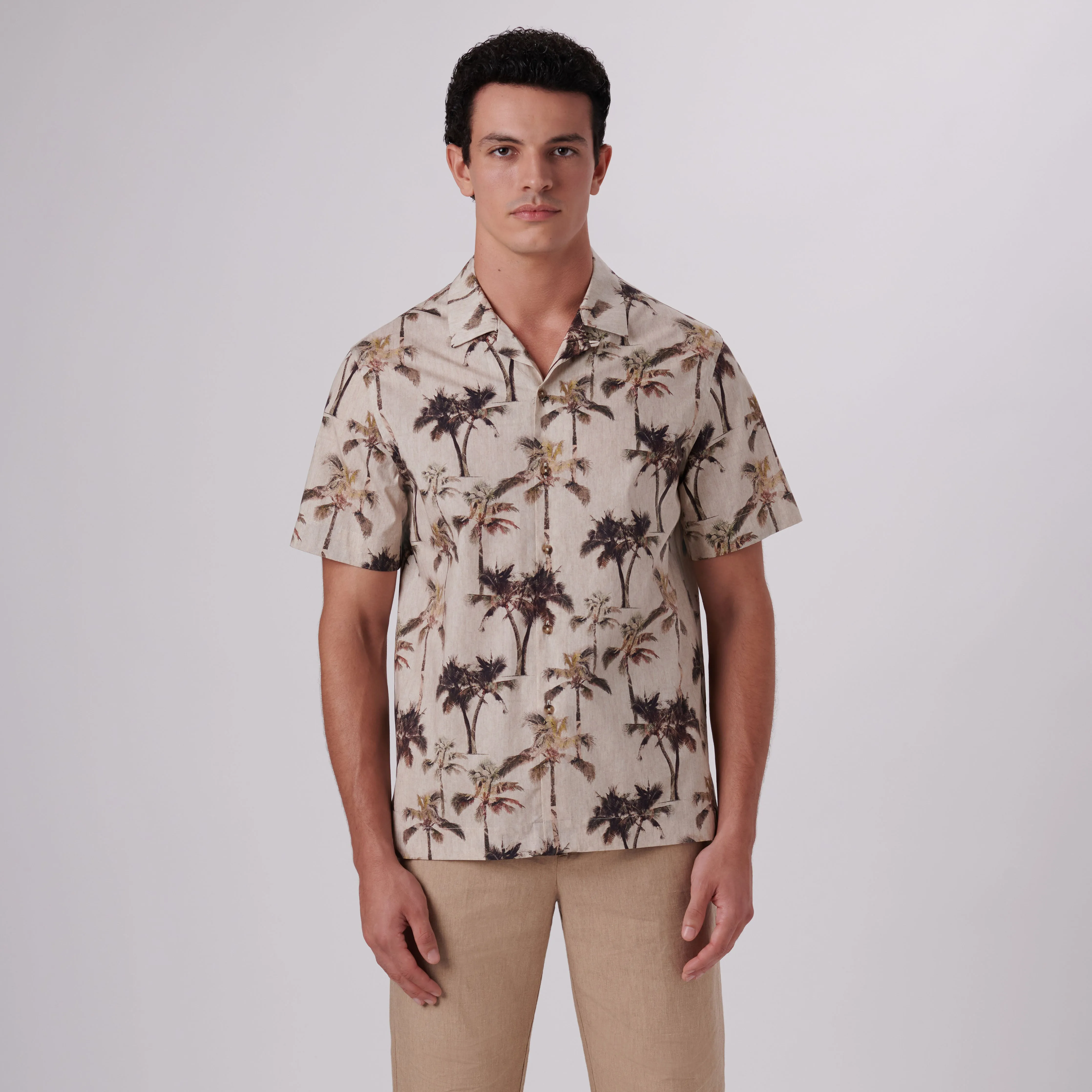 Jackson Palm Tree Print Short Sleeve Shirt
