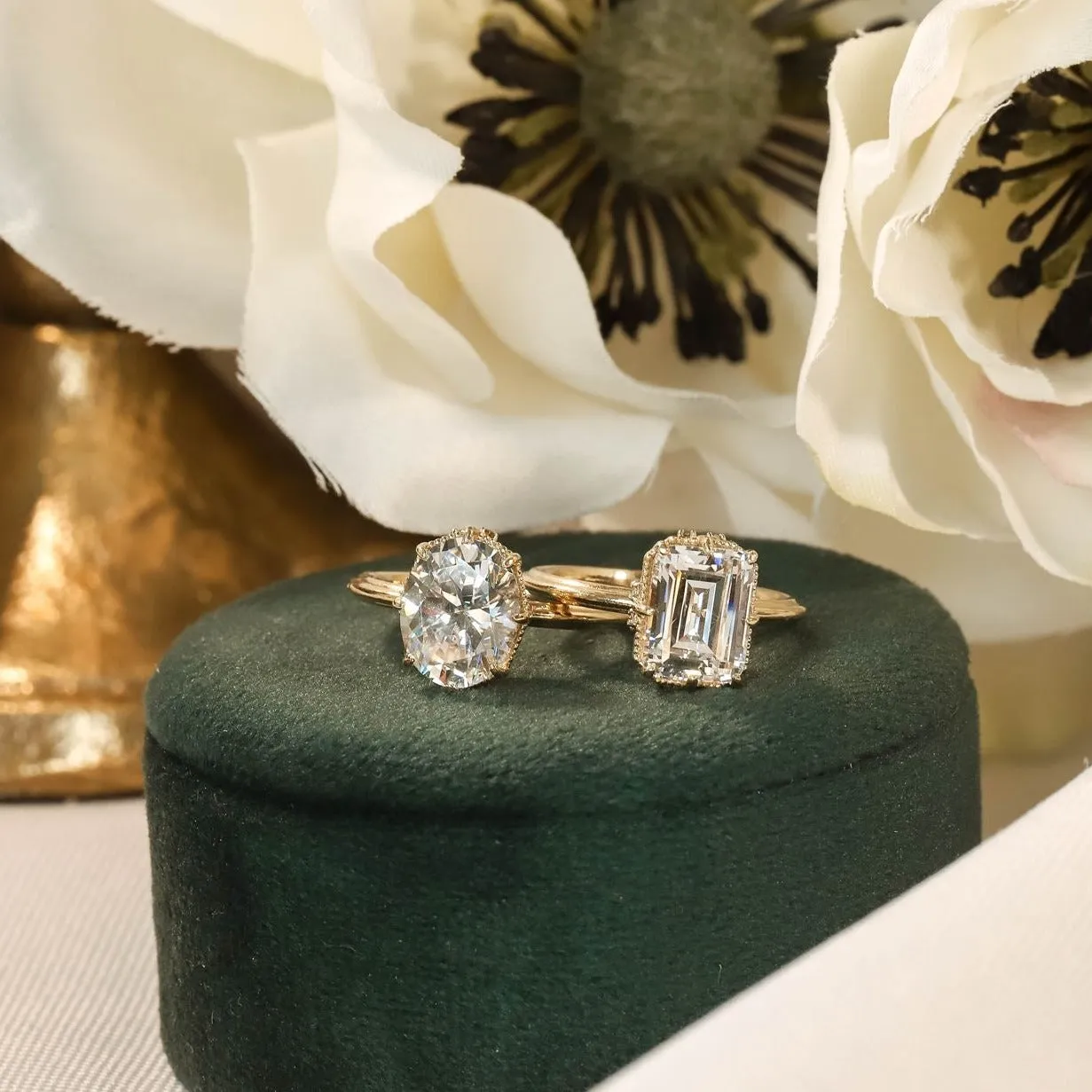 Jasmine Emerald cut Engagement Ring Hidden Diamonds