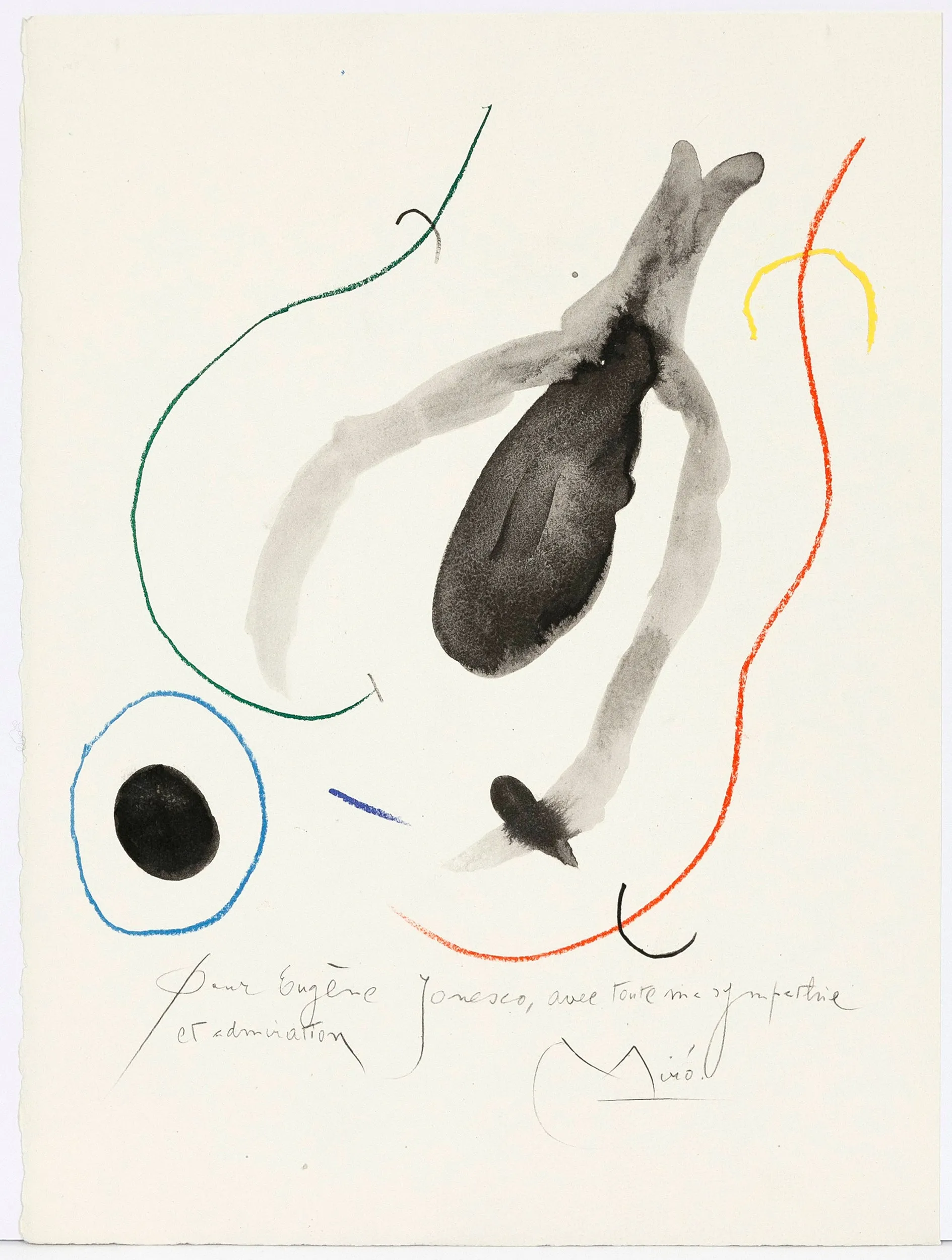 JOAN MIRO "QUELQUES FLEURS #14 IONESCO" LITHOGRAPH, 1964