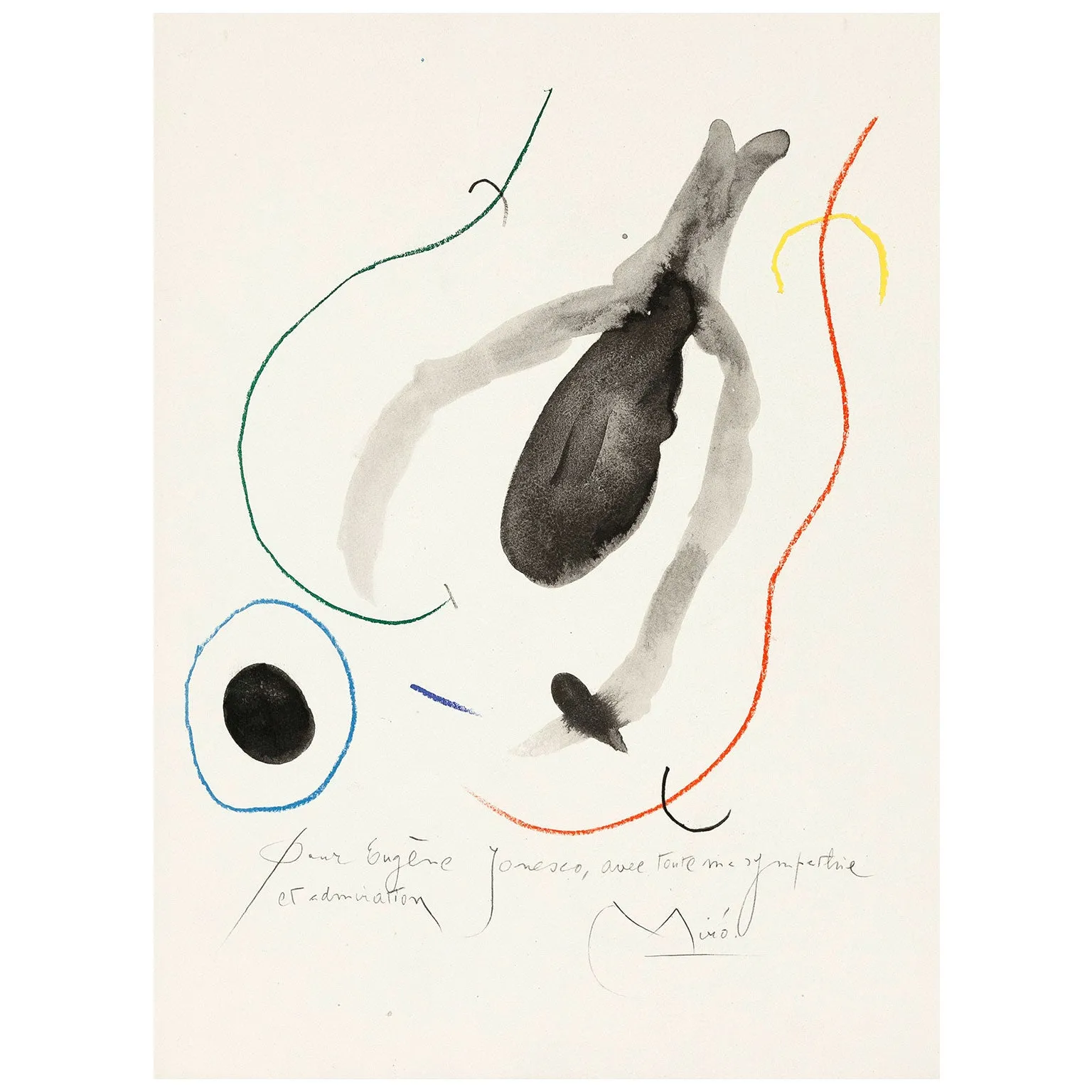 JOAN MIRO "QUELQUES FLEURS #14 IONESCO" LITHOGRAPH, 1964