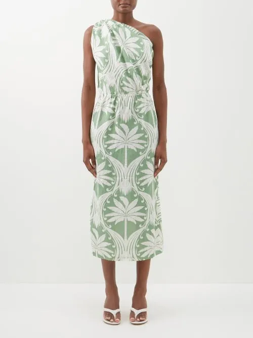 Johanna Ortiz Green Under The Palm Midi Dress UK 12