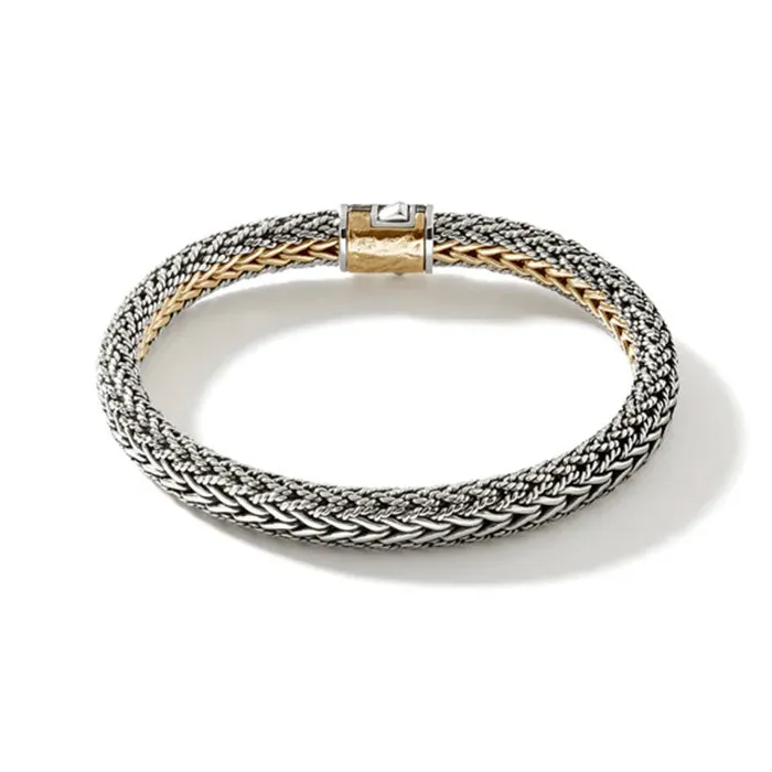 John Hardy Icon Reversible Bracelet in 18K Yellow Gold and Sterling Silver - Size Medium