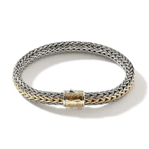 John Hardy Icon Reversible Bracelet in 18K Yellow Gold and Sterling Silver - Size Medium