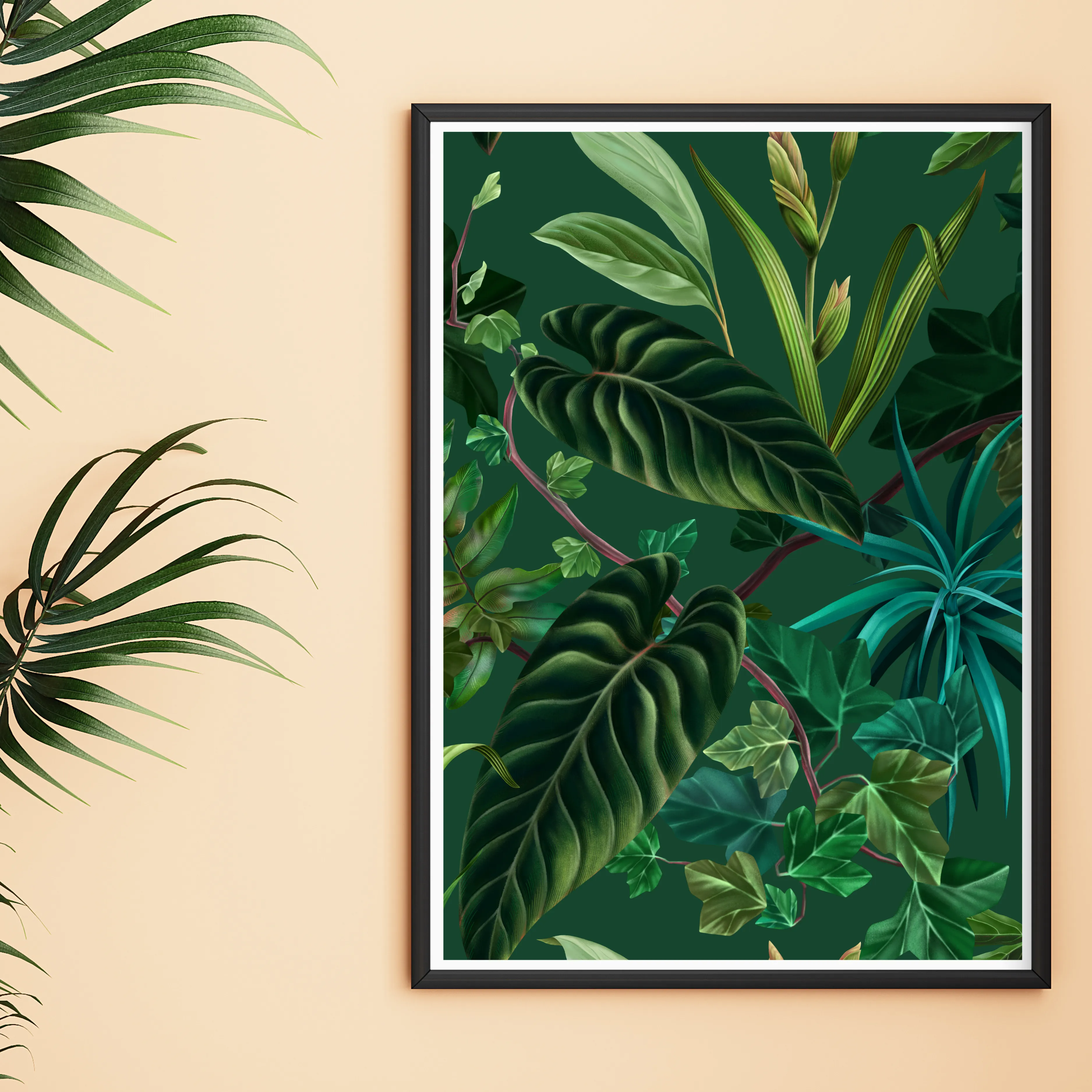 JUNGLE FANTASY: Lush Green Tropical Plants Digital Download Wall Art|Printable Wall Art