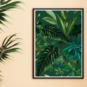 JUNGLE FANTASY: Lush Green Tropical Plants Digital Download Wall Art|Printable Wall Art