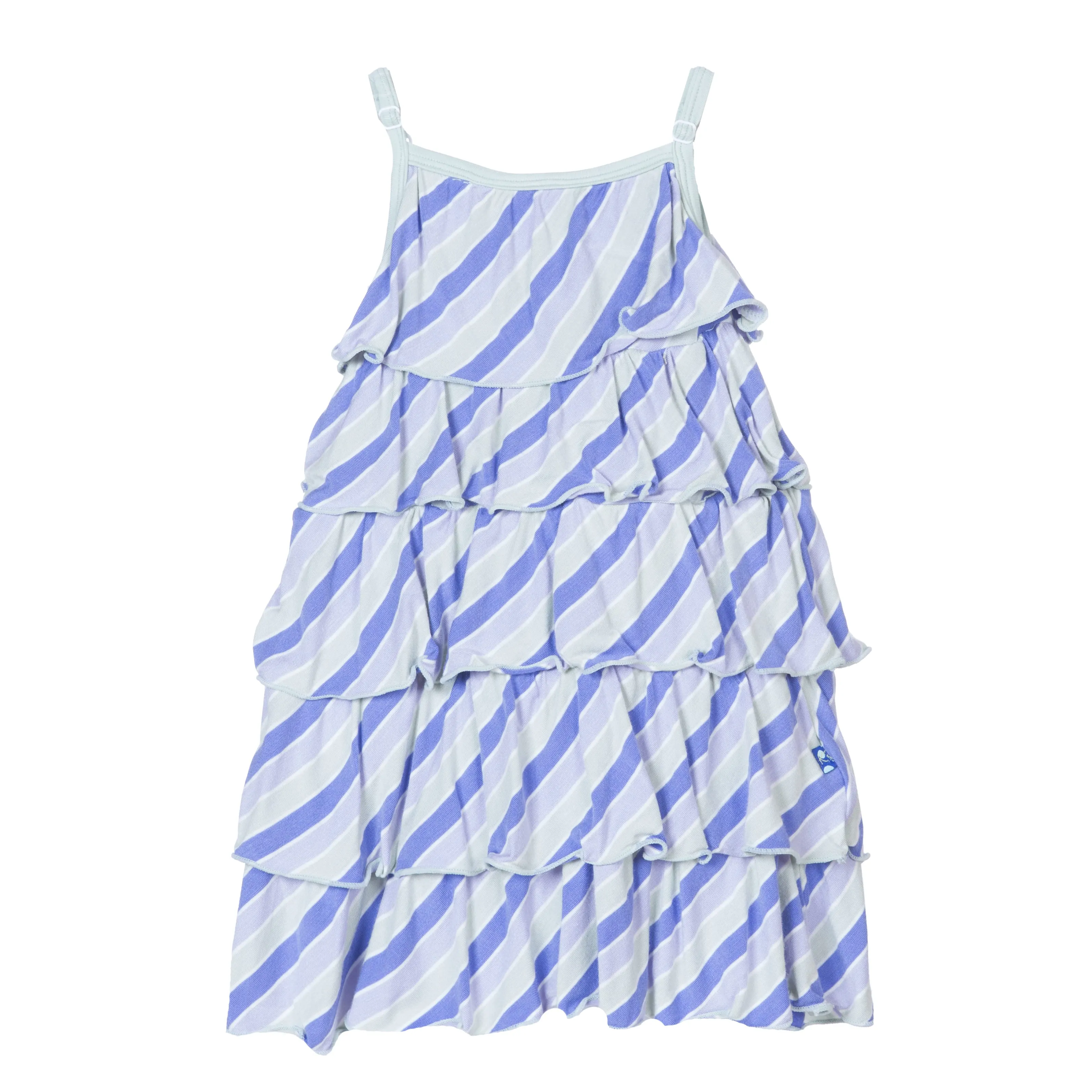 KicKee Pants Print Tiered Ruffle Dress--Girl Tropical Stripe