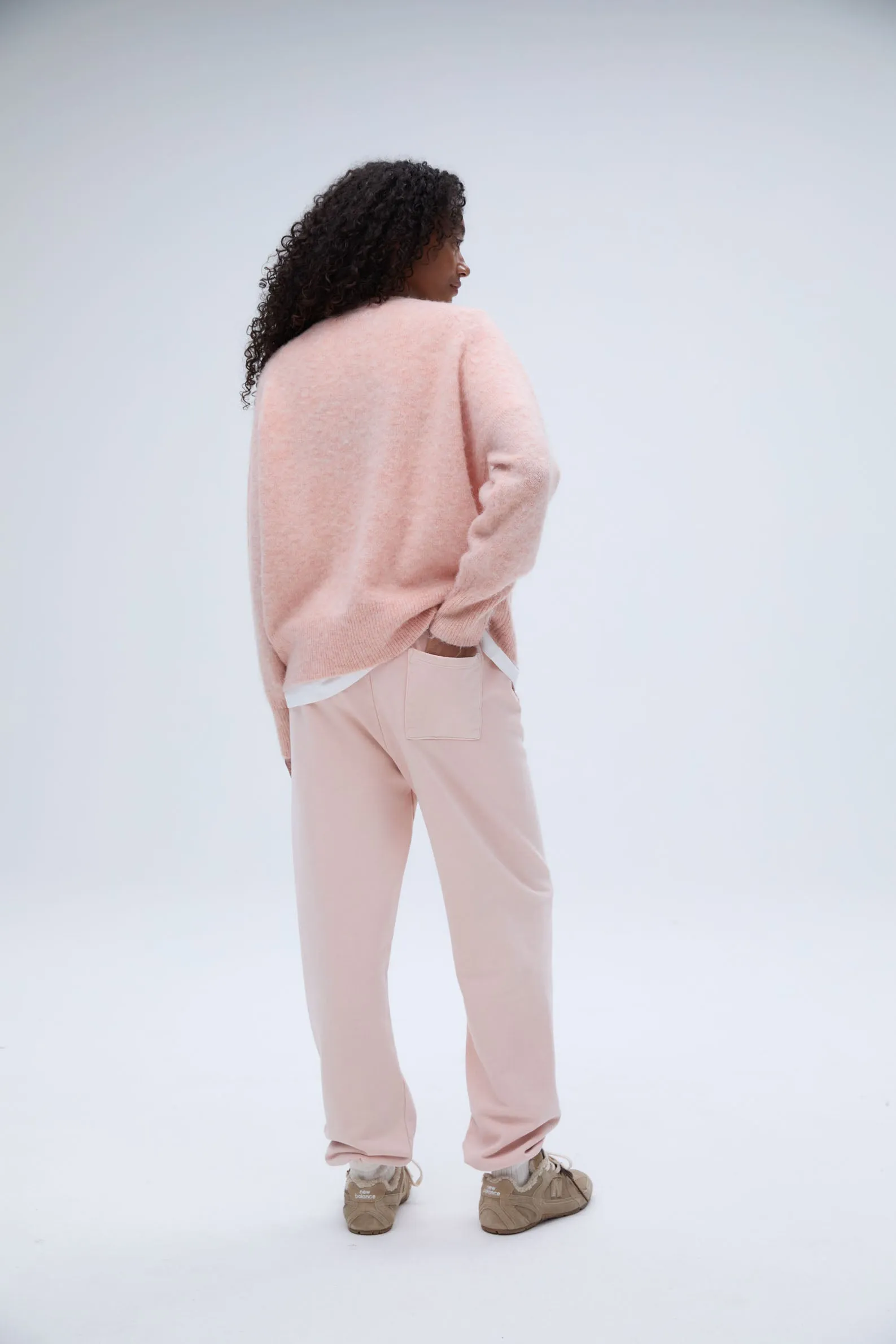 Knit Crew Neck Sweatshirt - Blush Pink