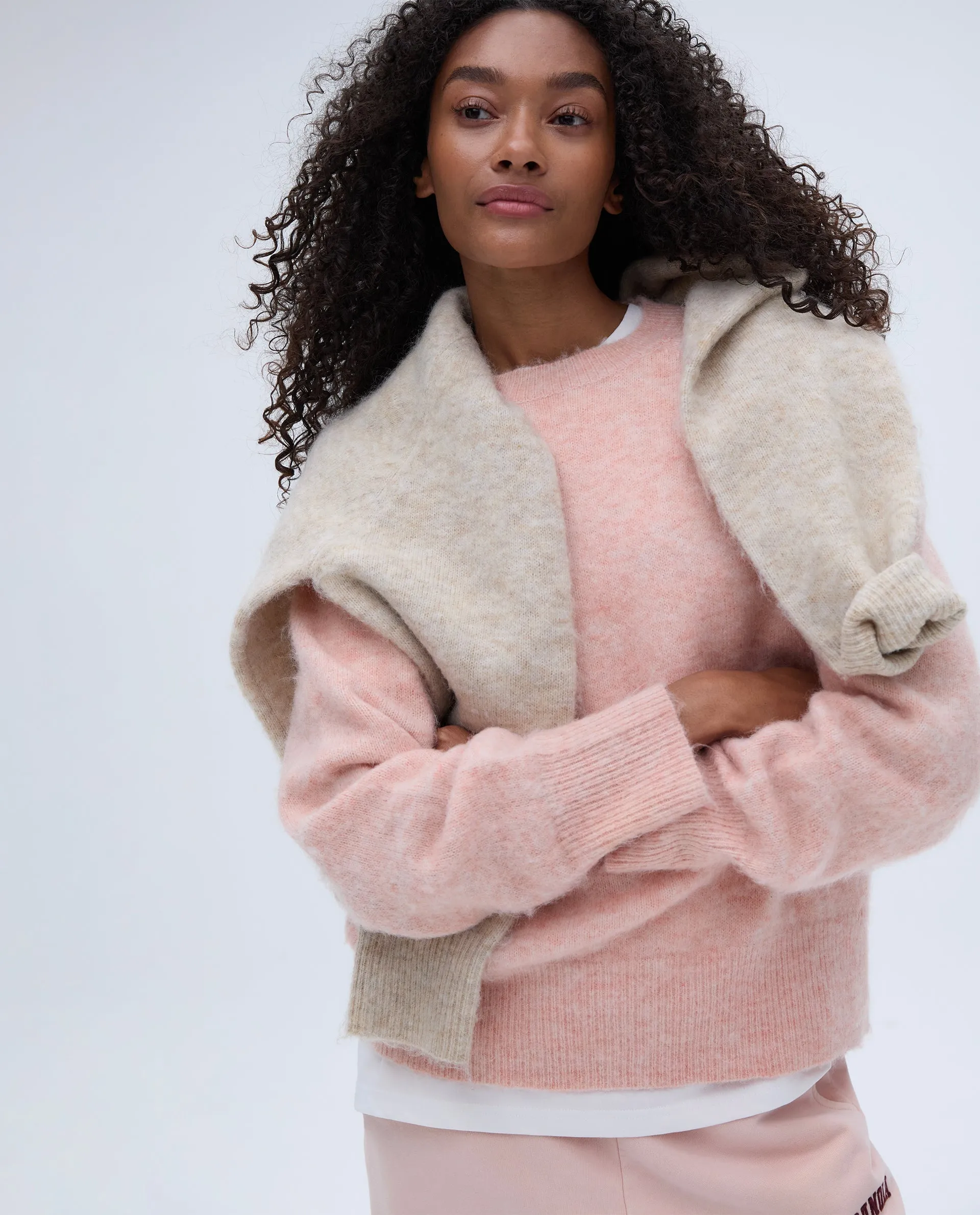 Knit Crew Neck Sweatshirt - Blush Pink
