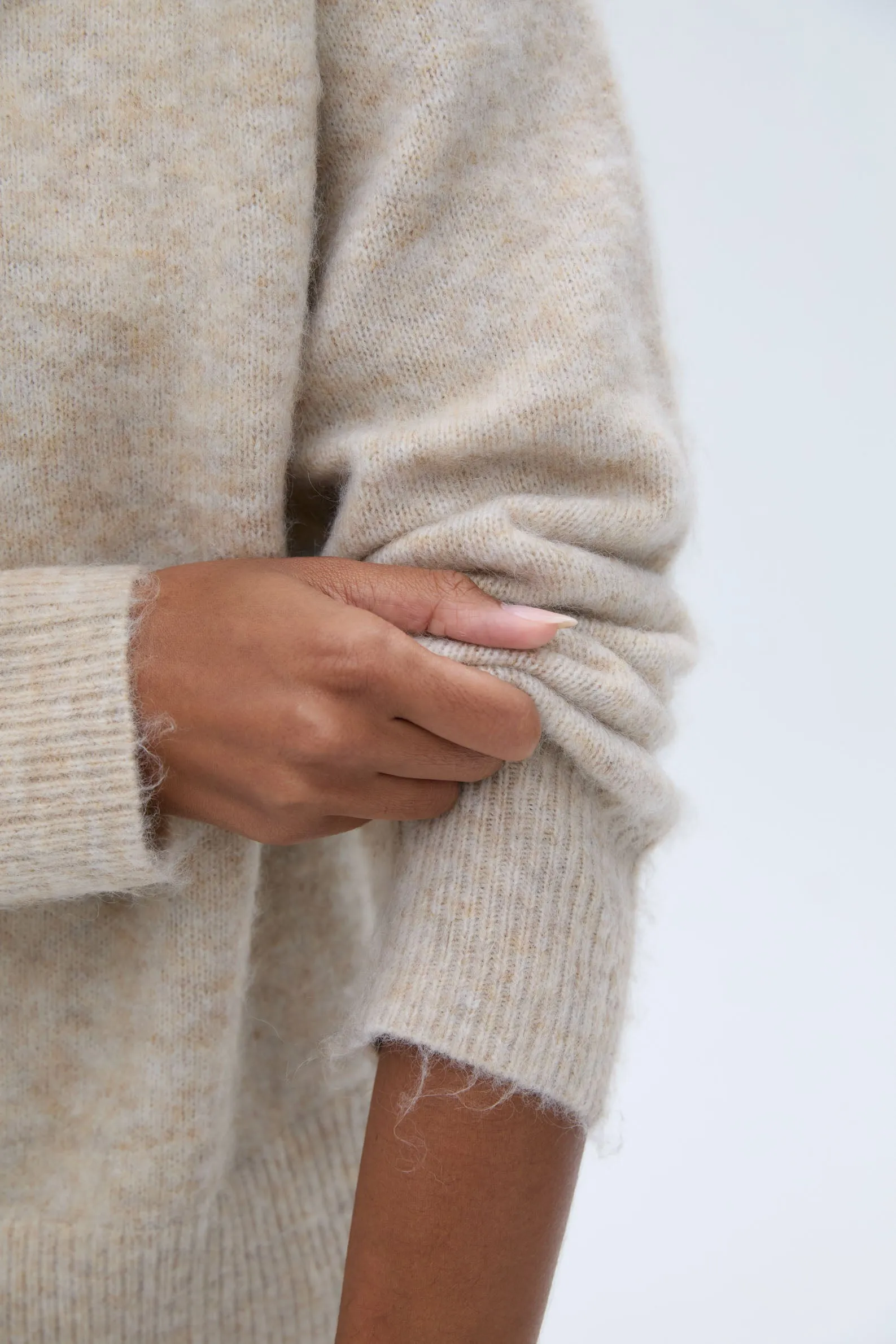 Knit Crew Neck Sweatshirt - Stone