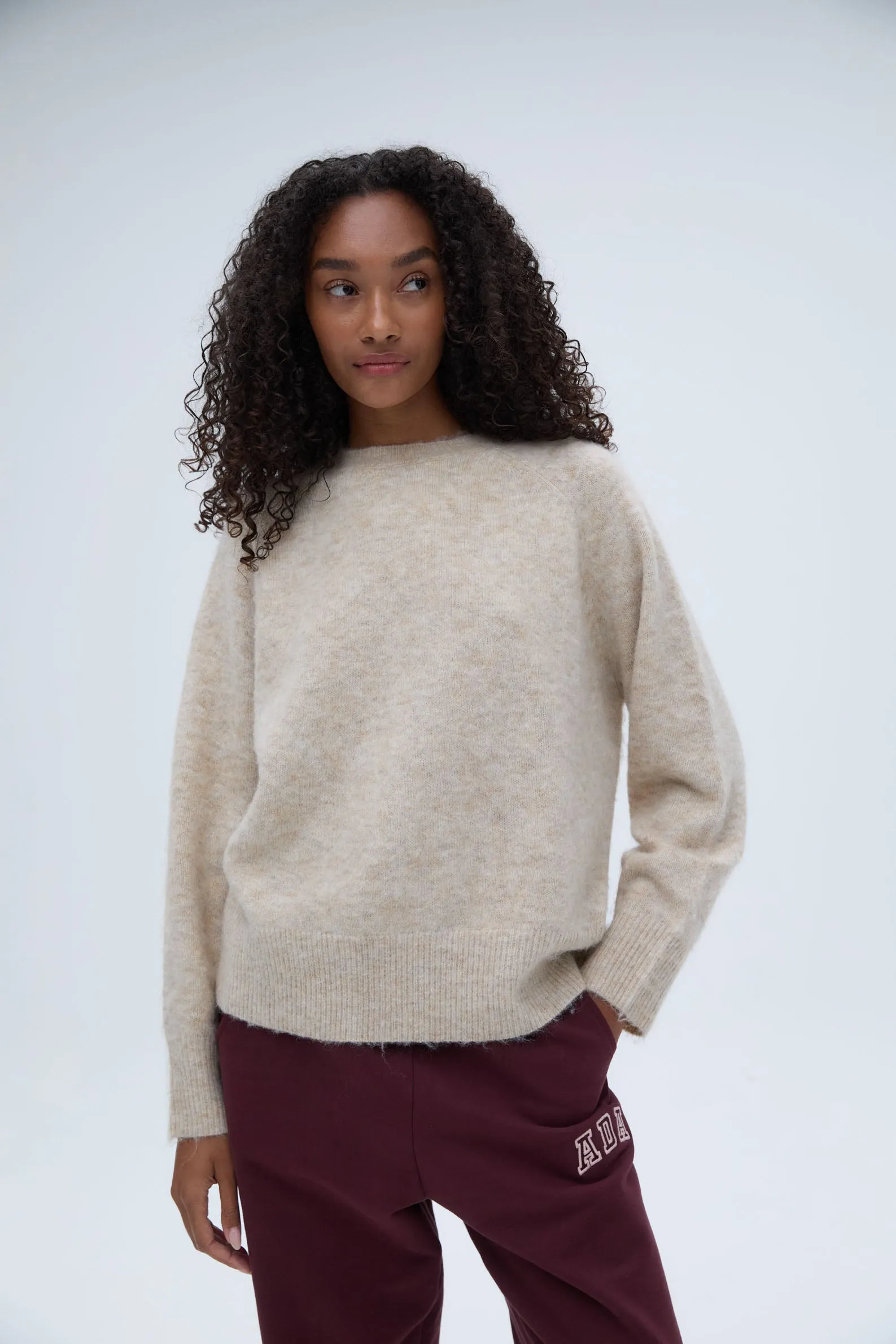Knit Crew Neck Sweatshirt - Stone