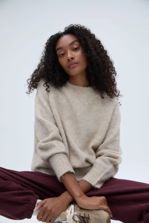 Knit Crew Neck Sweatshirt - Stone